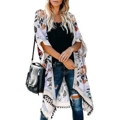 Dokotoo Womens 2024 Fashion Summer Print Kimono Casual Cardigans Loose Cover Ups