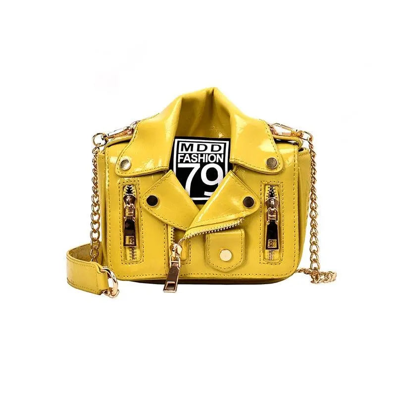 T-BOO Chain Motorcycle Bags Shoulder Rivet Zipper Jacket Bag Messenger Bag Women PU Leather Handbags