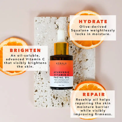 [EXCLUSIVE] Vitamin C Facial Oil by Kerala Rituals. Hydrate, Brighten, and Repair Simultaneously! Ditch Your 20 Min Skincare Routine for a 2 Min One with Better Results!