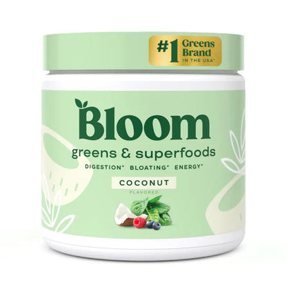 Bloom Nutrition Super Greens Powder Smoothie & Juice Mix - Probiotics for Digestive Health Bloating Relief Women, Enzymes with Superfoods Spirulina Chlorella Gut (Coconut)