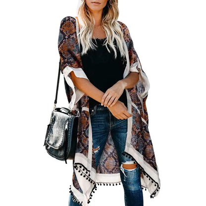 Dokotoo Womens 2024 Fashion Summer Print Kimono Casual Cardigans Loose Cover Ups