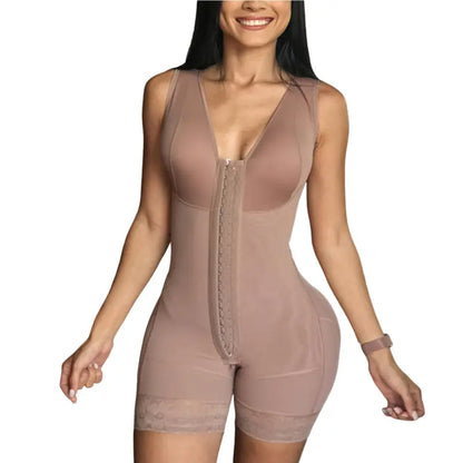 Women’S Shapewear Slimming Bodysuit Body Shaper with Front Closure Hook-Eye Body Briefer Tummy Control Breasted Faja