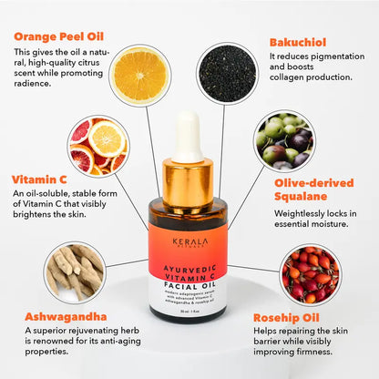 [EXCLUSIVE] Vitamin C Facial Oil by Kerala Rituals. Hydrate, Brighten, and Repair Simultaneously! Ditch Your 20 Min Skincare Routine for a 2 Min One with Better Results!