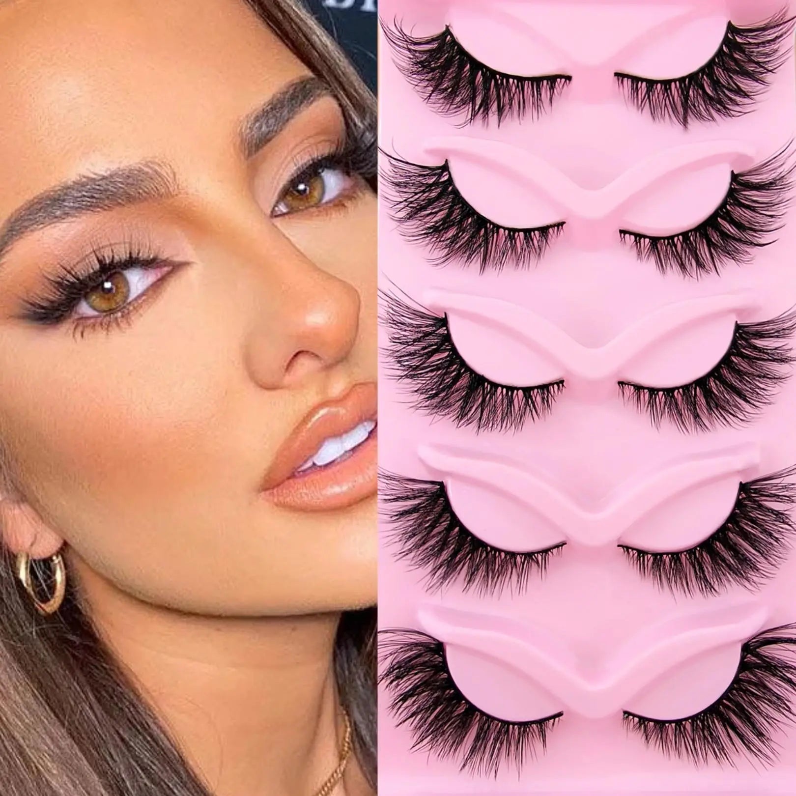 Music Festival Makeup False Eyelashes, 5 Pairs Wispy Cat Eye Look Faux Cluster Lashes, Natural Curling Eye Makeup Strip Lashes, Full Volume Eyelash for Lashes Extensions, Volumized False Eyelashes for Women and Girls Eye Makeup, Trending Products