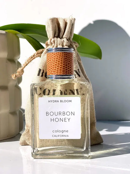 Bourbon Honey Unisex Cologne- Infused with Mood Boosting Flower Essences-Vegan Leather Cap