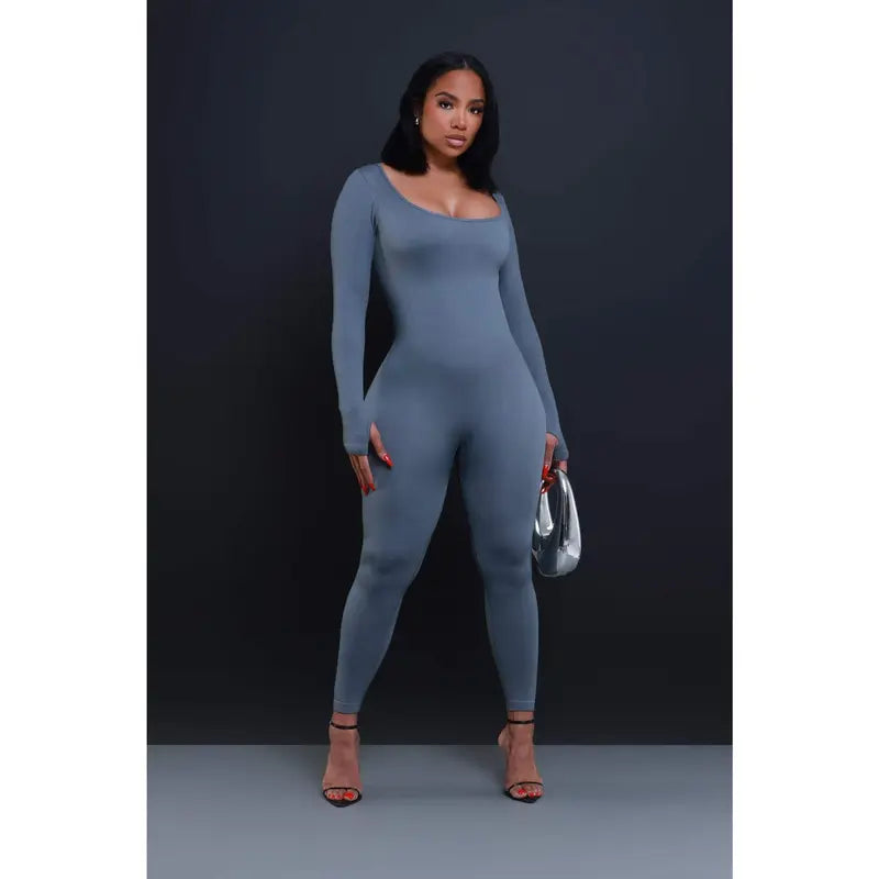 Higher Power Shaping Ribbed Jumpsuit - Grey