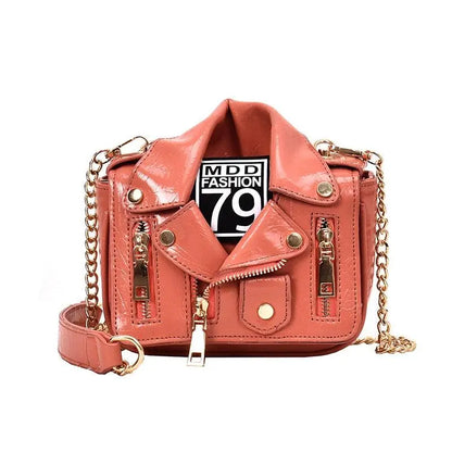 T-BOO Chain Motorcycle Bags Shoulder Rivet Zipper Jacket Bag Messenger Bag Women PU Leather Handbags