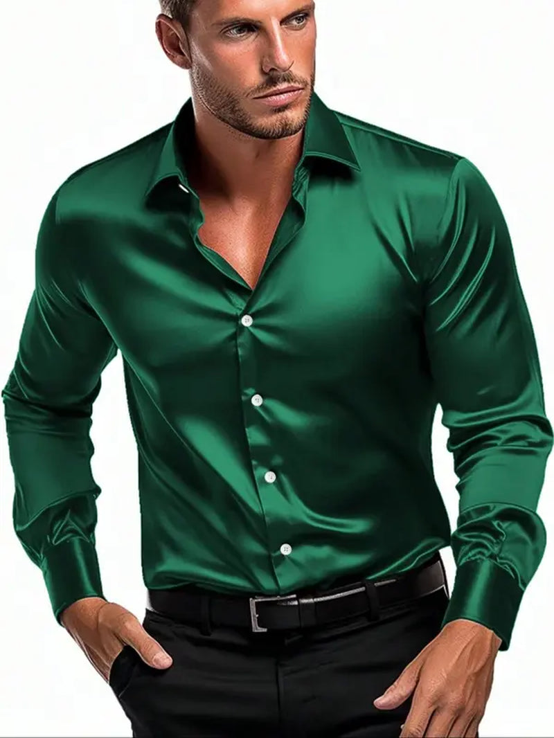 Men'S Solid Button Front Shirt, Slim Business Formal Long Sleeve Collar Top, Summer Clothes Women, Casual Men'S Top for Spring & Fall