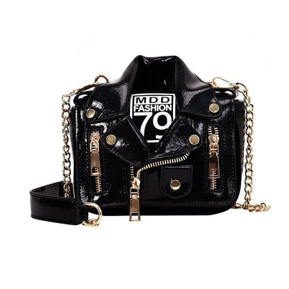 T-BOO Chain Motorcycle Bags Shoulder Rivet Zipper Jacket Bag Messenger Bag Women PU Leather Handbags