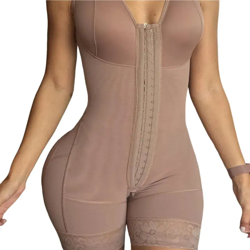 Women’S Shapewear Slimming Bodysuit Body Shaper with Front Closure Hook-Eye Body Briefer Tummy Control Breasted Faja