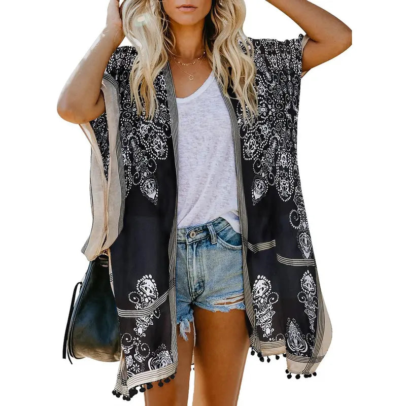 Dokotoo Womens 2024 Fashion Summer Print Kimono Casual Cardigans Loose Cover Ups