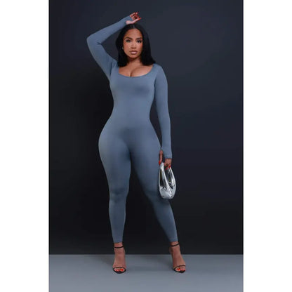 Higher Power Shaping Ribbed Jumpsuit - Grey