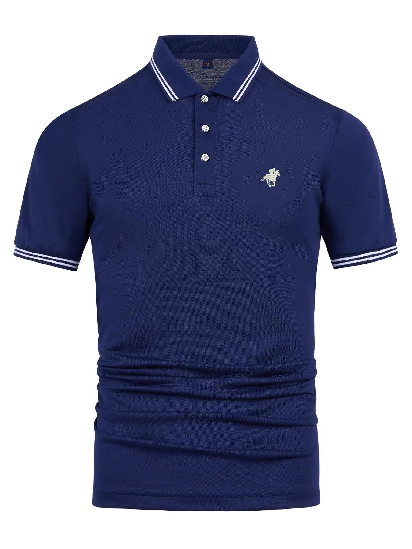 New Business Leisure Embroidered Lapel Polo Shirt, Summer Clothes Horse & Eagle & Deer Animal Embroidered Lapel T-Shirt, Striped Print Drop Shoulder Short Sleeve Top for Men, Business Comfy Breathable Knitting Top for Summer Golf Going Out, Men'S Clothing