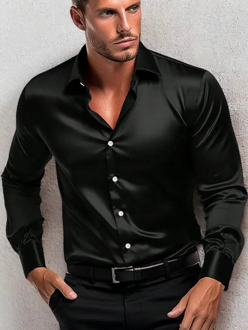 Men'S Solid Button Front Shirt, Slim Business Formal Long Sleeve Collar Top, Summer Clothes Women, Casual Men'S Top for Spring & Fall