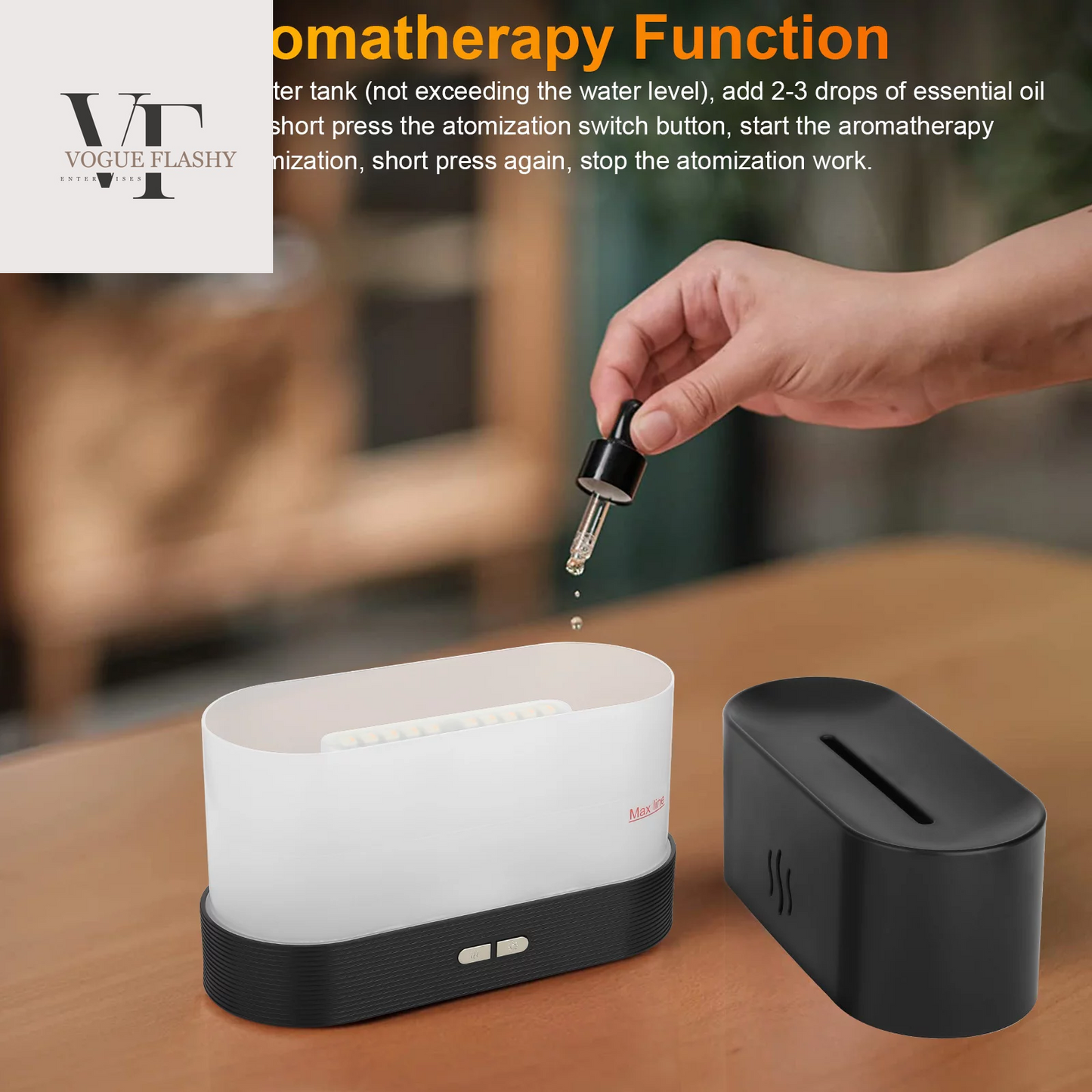 180Ml Flame Air Humidifier Essential Oil Diffuser,  3D USB 7 Color Light Aroma Diffuser for Home, Office, Spa, Gym