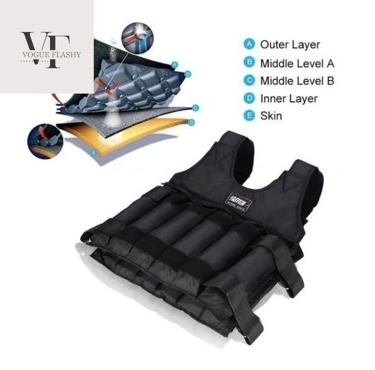 110 Lb. 50 Kg Adjustable Workout Weighted Vest Exercise Strength Training Fitness in Black (Weights Not Included)