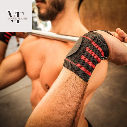 Wrist Wraps & Straps for Gym & Weightlifting (18 Inch) - Essential Weight Lifting Wrist Wraps & Gym Wrist Straps Support for Optimal Powerlifting Performance for Women & Men - Black/Red