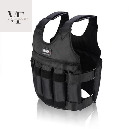 110 Lb. 50 Kg Adjustable Workout Weighted Vest Exercise Strength Training Fitness in Black (Weights Not Included)