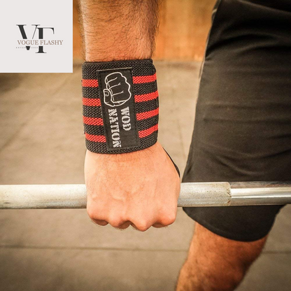 Wrist Wraps & Straps for Gym & Weightlifting (18 Inch) - Essential Weight Lifting Wrist Wraps & Gym Wrist Straps Support for Optimal Powerlifting Performance for Women & Men - Black/Red