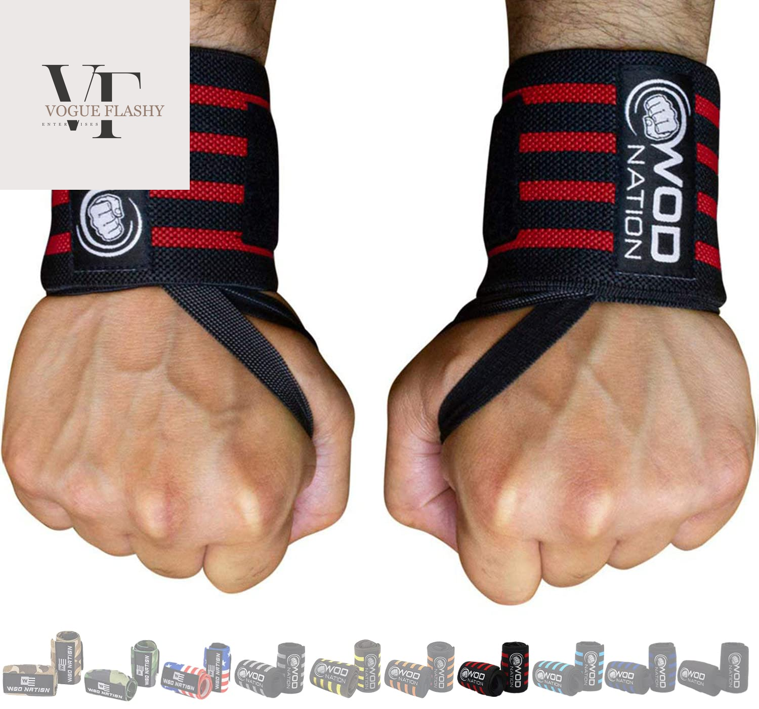 Wrist Wraps & Straps for Gym & Weightlifting (18 Inch) - Essential Weight Lifting Wrist Wraps & Gym Wrist Straps Support for Optimal Powerlifting Performance for Women & Men - Black/Red