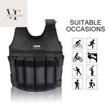 110 Lb. 50 Kg Adjustable Workout Weighted Vest Exercise Strength Training Fitness in Black (Weights Not Included)