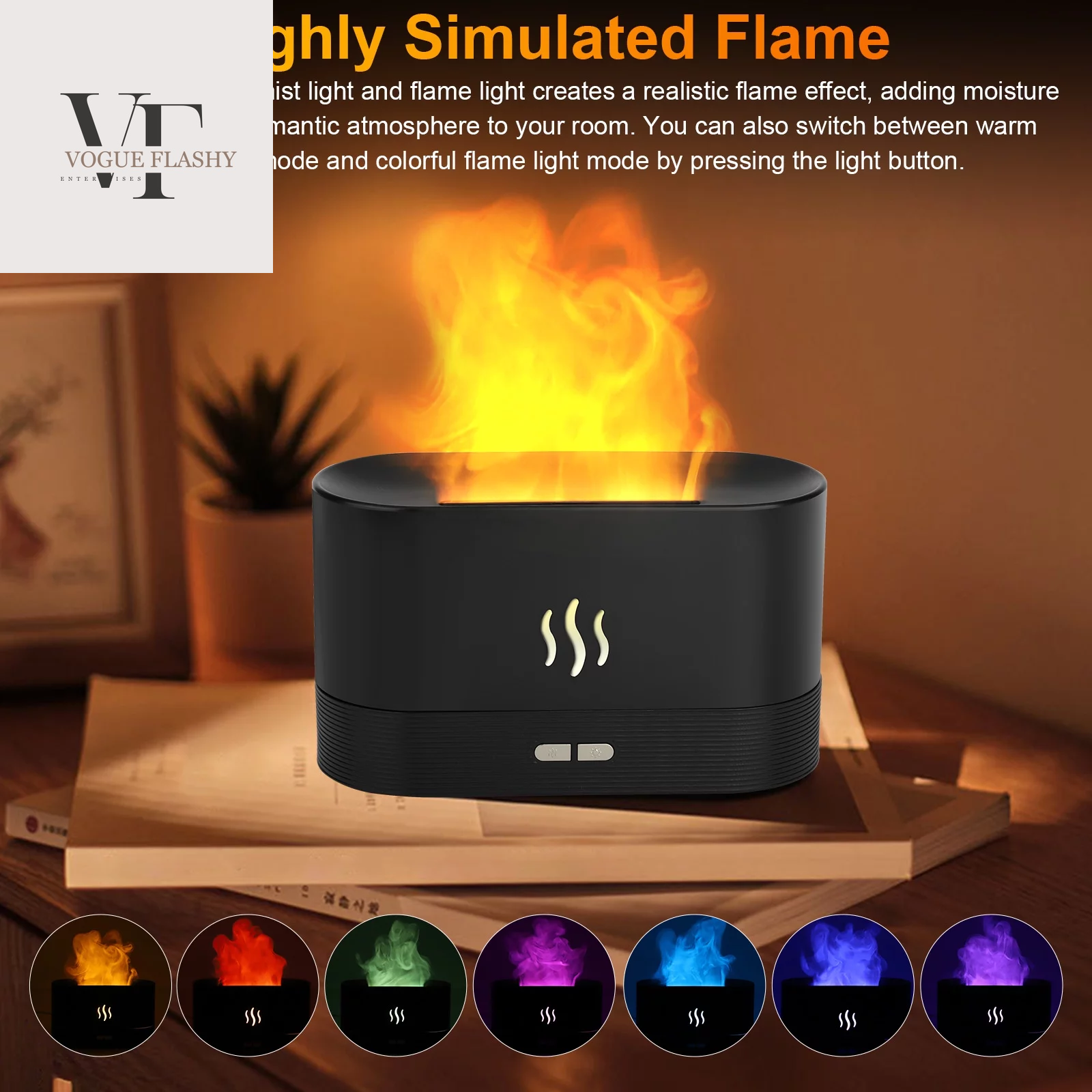 180Ml Flame Air Humidifier Essential Oil Diffuser,  3D USB 7 Color Light Aroma Diffuser for Home, Office, Spa, Gym